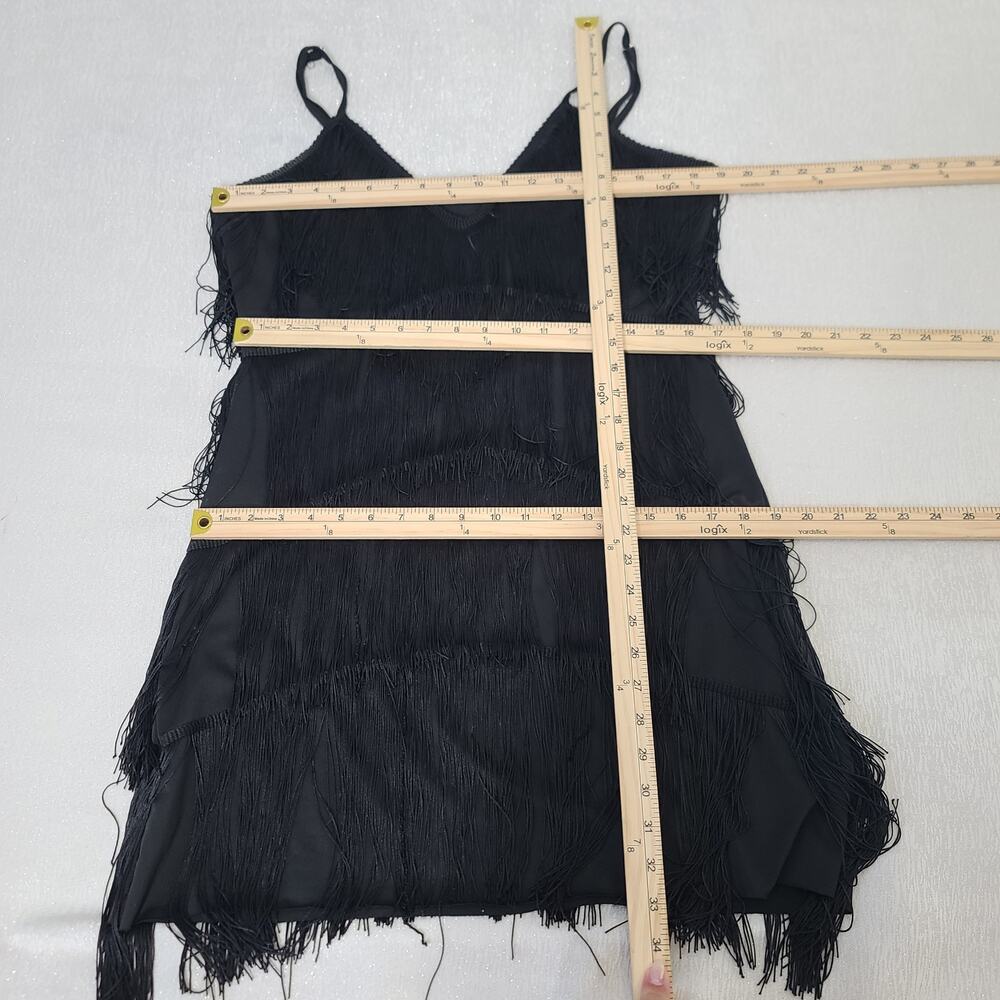 Taylor Swift Showgirl vibes black dress fringe Size XL flapper Shake it off - Picture 4 of 7